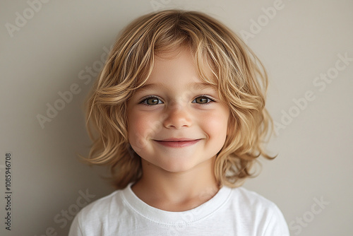 portrait of an white little boy with a smile