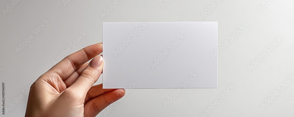 blank card in a hand, white studio background blank card in a hand, white studio background