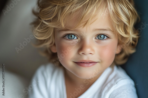 portrait of an white little boy with a smile