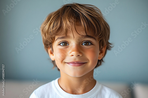 portrait of an white little boy with a smile