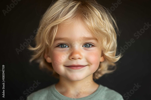 portrait of an white little boy with a smile