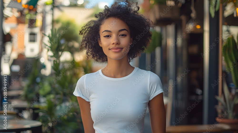 A model wearing an eco-friendly bamboo fiber t-shirt paired with vintage jeans in an urban setting. A model wearing an eco-friendly bamboo fiber t-shirt paired with vintage jeans in an urban setting.