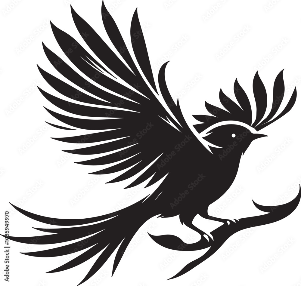 Obraz premium Vector silhouette icon image of bird isolated on white background