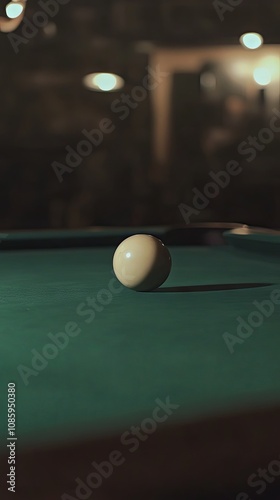 Wallpaper Mural Single White Ball on Green Pool Table Torontodigital.ca