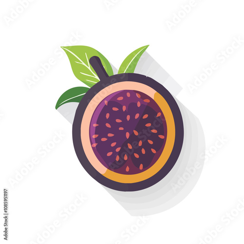 Simple passion fruit motion graphic flat-design vector animation style, in white background, 2D flat design, Ai