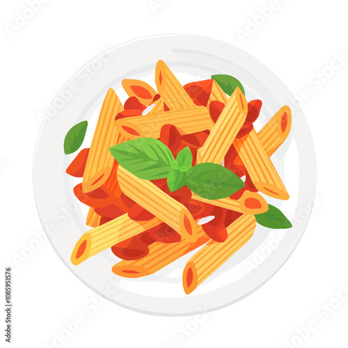 Simple flat 2D illustration of penne arrabbiata isolated on a white background, AI, vector penne arrabbiata icon logo, AI, logo design, food collection