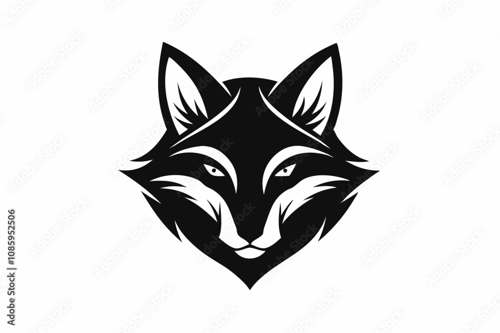 Fox Head Silhouette Vector Illustration on White Background Fox Head Silhouette Vector Illustration on White Background