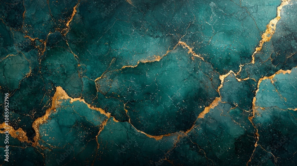 A textured surface featuring deep teal and gold veins, ideal for backgrounds or design. A textured surface featuring deep teal and gold veins, ideal for backgrounds or design.