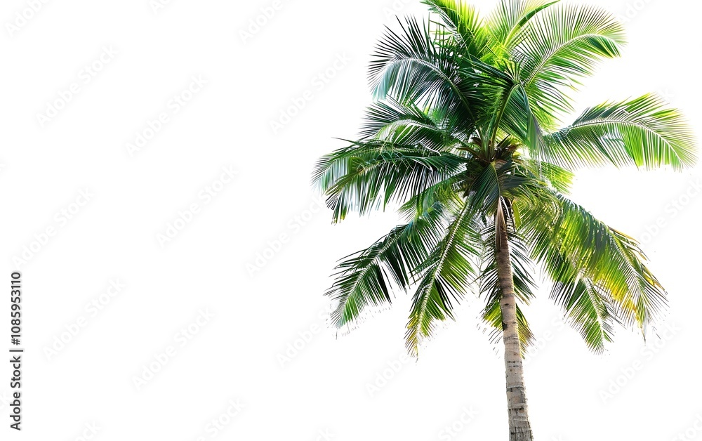Fototapeta premium Palm trees on white background. Tropical palm trees on white background.