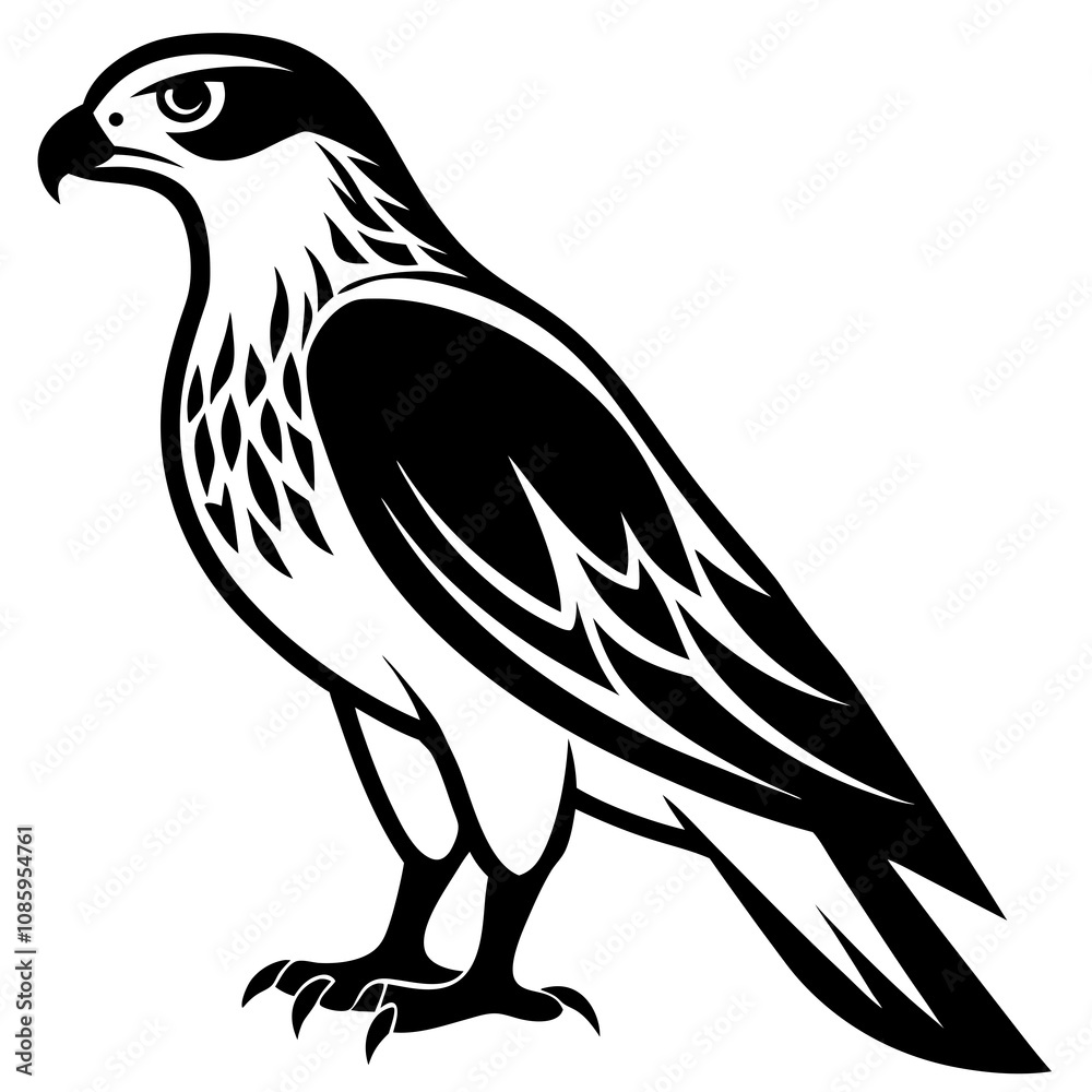Fierce Majesty: Hawk in Full Glory vector silhouette Fierce Majesty: Hawk in Full Glory vector silhouette
