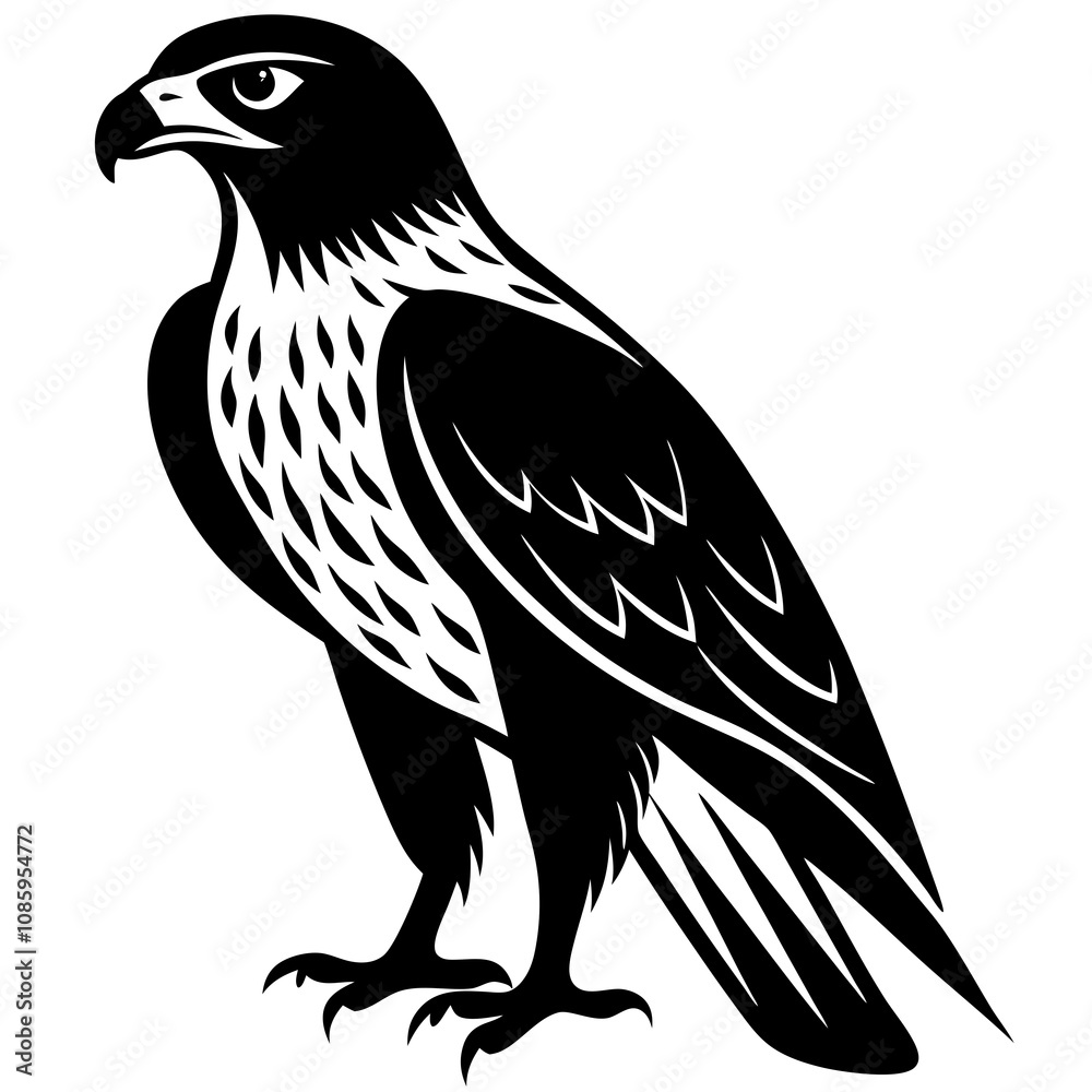 Fierce Majesty: Hawk in Full Glory vector silhouette Fierce Majesty: Hawk in Full Glory vector silhouette