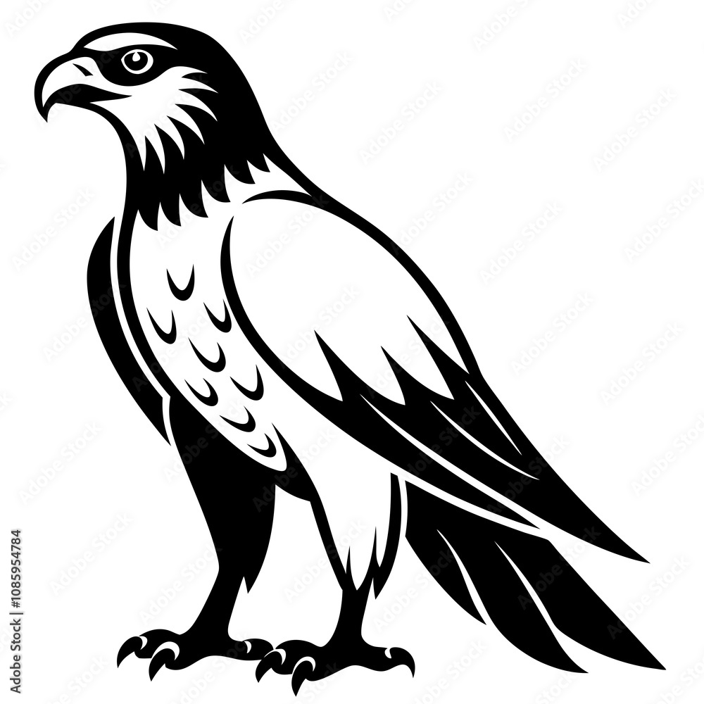 Fierce Majesty: Hawk in Full Glory vector silhouette Fierce Majesty: Hawk in Full Glory vector silhouette