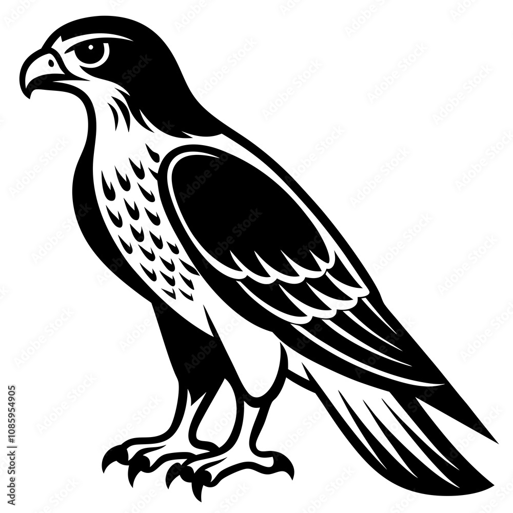 Obraz premium Fierce Majesty: Hawk in Full Glory vector silhouette 
