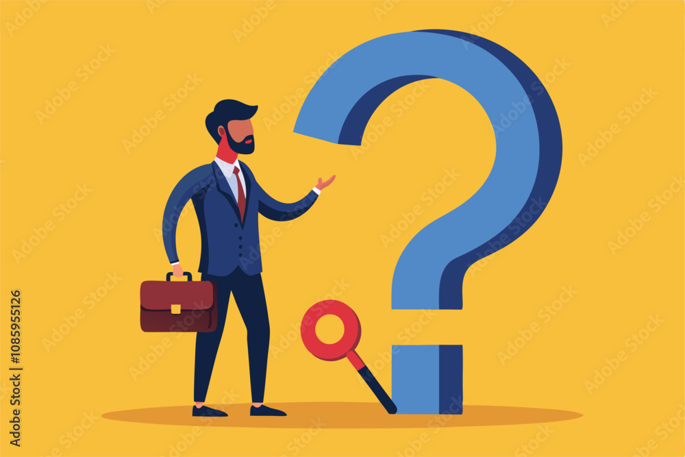 businessman with question mark vector illustration for problem-solving and decision making.