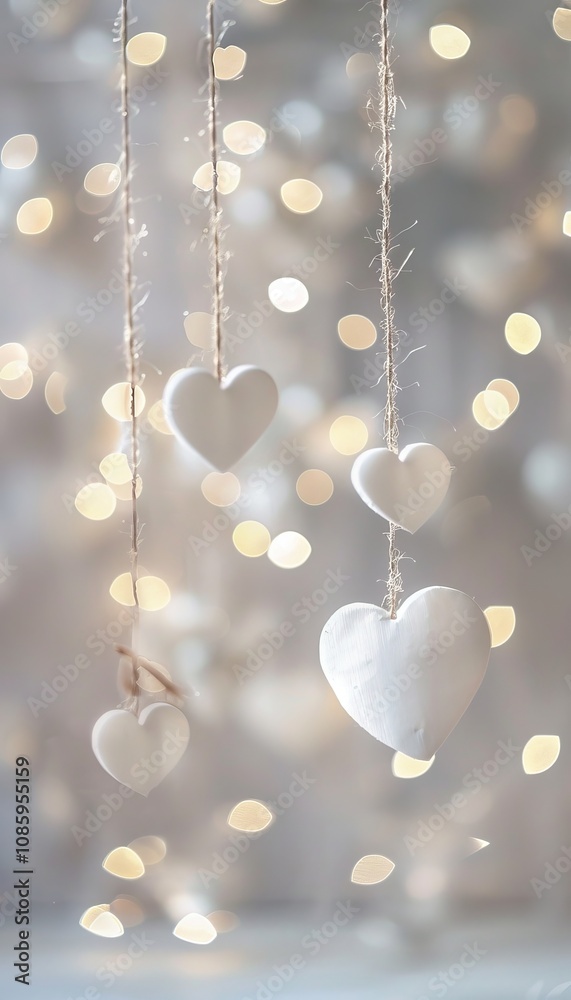 Minimalist valentine s day banner with light gray background and white hearts, soft lighting Minimalist valentine s day banner with light gray background and white hearts, soft lighting