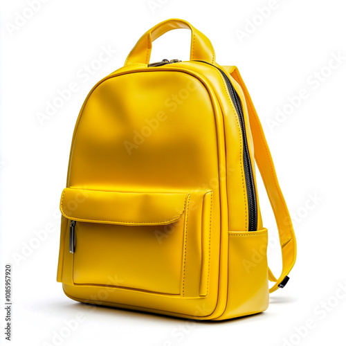 The vibrant yellow backpack is a perfect accessory for students, combining style and practicality photo