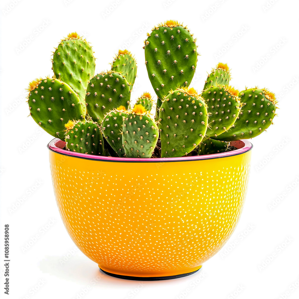 This unique plant with prickly thorns flourishes in its ornamental pot, perfect for an indoor setting This unique plant with prickly thorns flourishes in its ornamental pot, perfect for an indoor setting