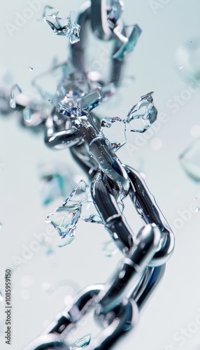 Wallpaper Mural Elegant macro image of a broken chrome chain on a serene white background with soothing colors Torontodigital.ca