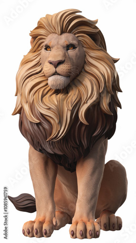 3D Character of a Lion - Majestic Cartoon Model Representing Wildlife and Jungle Adventures. Perfect for Animations, Illustrations, Kids' Stories, Educational Projects, and Creative Graphics photo