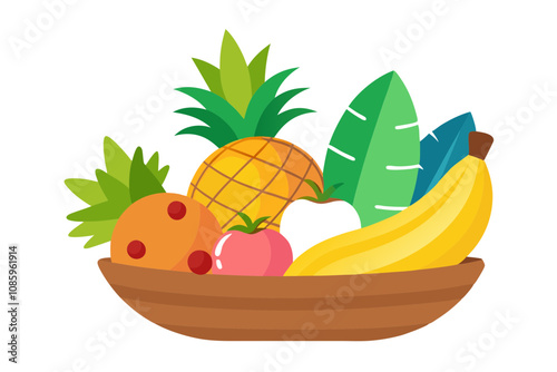 Exotic Fruit Basket Centerpiece- Pineapples, Bananas, and Coconuts for a Tropical Touch