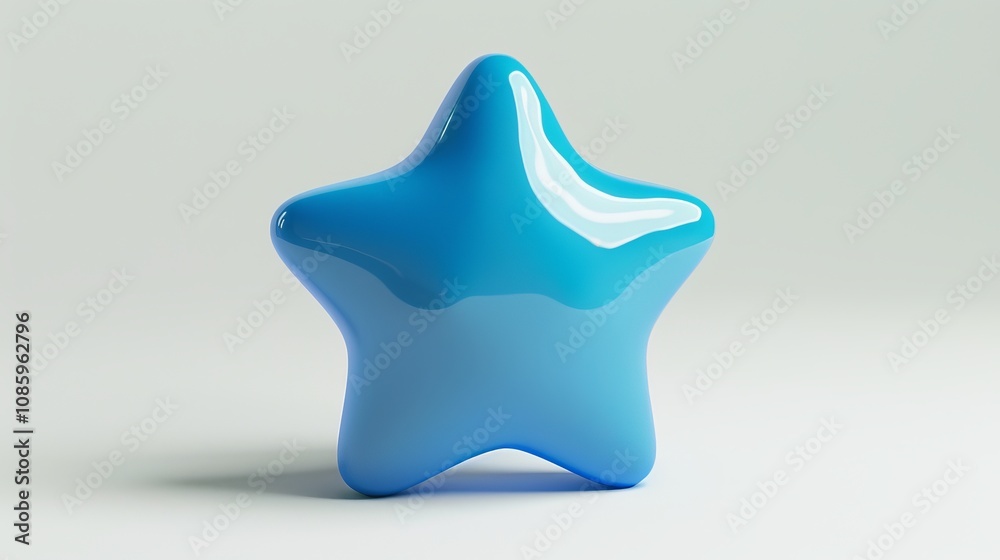 3d render of a playful blue star object with glossy finish in a minimalist white studio setting 3d render of a playful blue star object with glossy finish in a minimalist white studio setting
