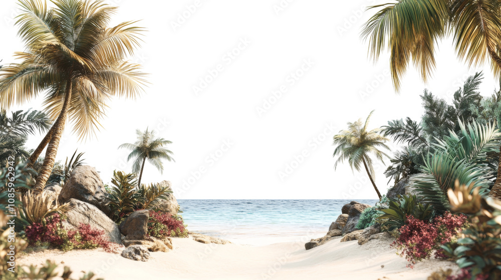 Fototapeta premium Tropical beach transparent background