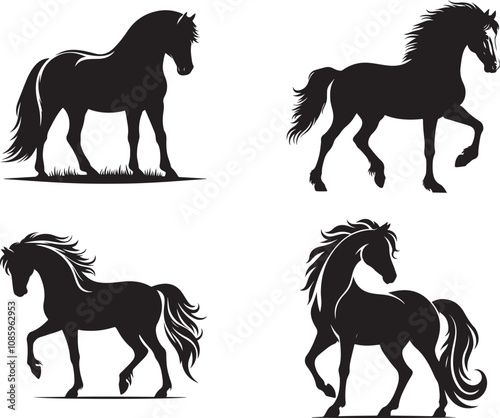 Horse silhouette vector set design 