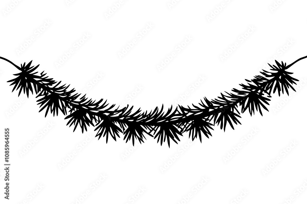 Naklejka premium Festive Tinsel and Garland Christmas Vector Illustration for Holiday Designs
