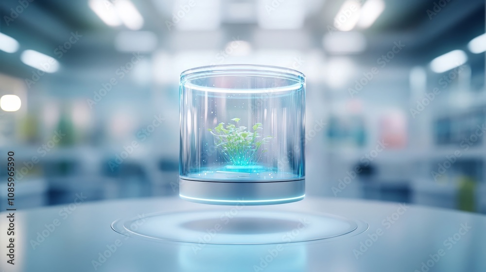 A plant is growing in a bowl that is floating in the air