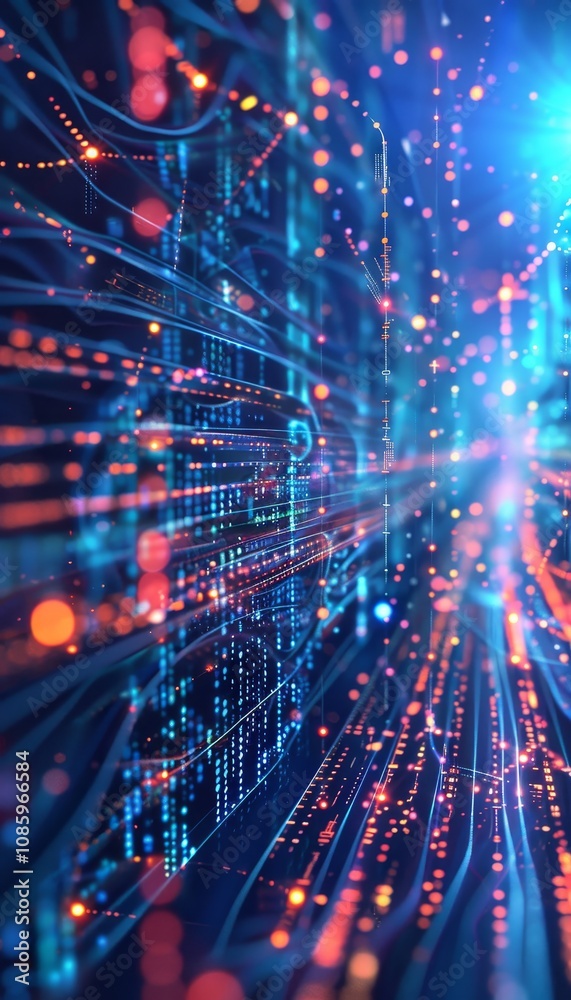 Striking 3d visualization of abstract digital network connections on deep blue background Striking 3d visualization of abstract digital network connections on deep blue background
