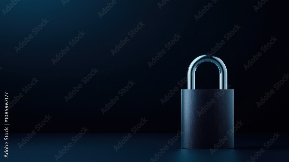A silver lock with a keyhole sits on a dark background A silver lock with a keyhole sits on a dark background