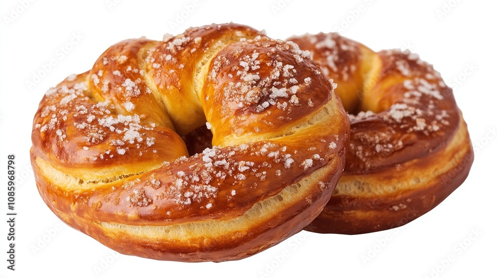Salted pretzels with golden brown crust. Salted pretzels with golden brown crust.