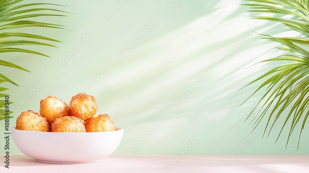 Obraz premium Golden Crispy Fried Banana Fritters in a Bowl