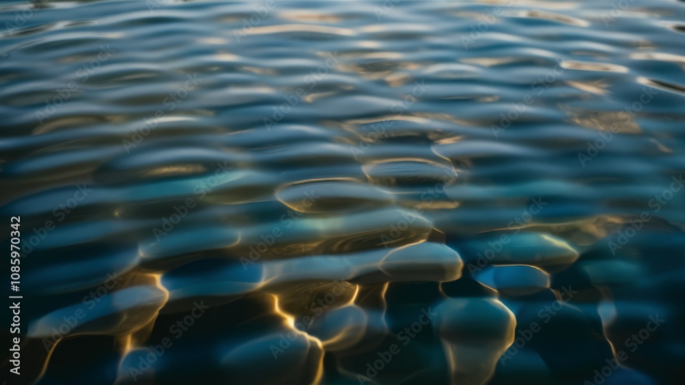 Obraz premium Water Reflection: Captivating abstract image that captures a mesmerizing interplay of light and shadow across the surface of water.