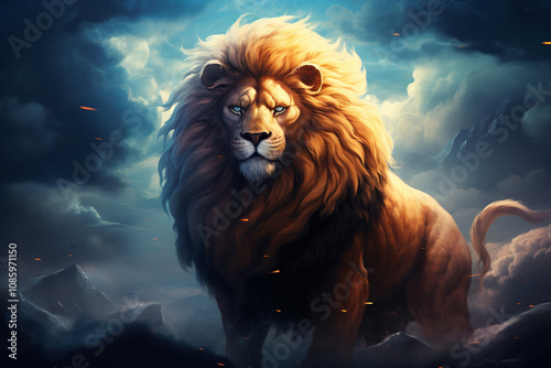 Zodiac sign - Leo. Middle of the Solar system. 