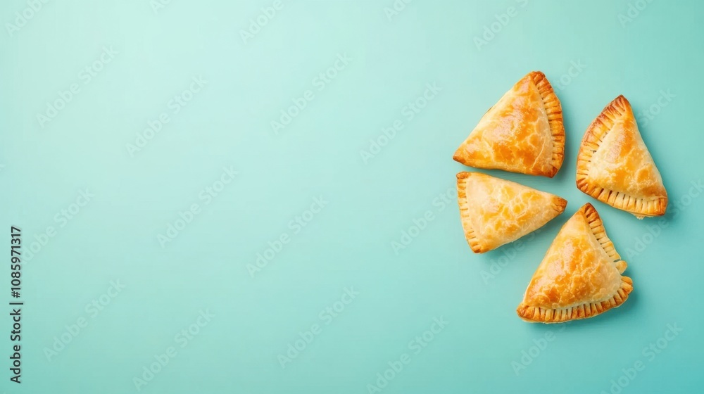 Crispy Fried Empanadas on Smooth Background Crispy Fried Empanadas on Smooth Background