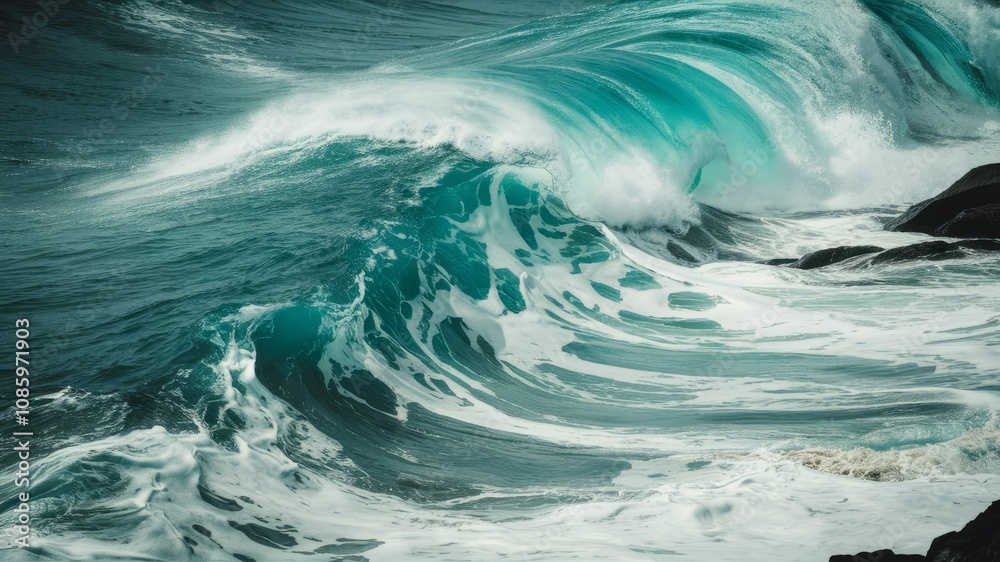 Ocean's Embrace: Capturing the raw power and beauty of the ocean, this image showcases a stunning wave crashing against rocks. Ocean's Embrace: Capturing the raw power and beauty of the ocean, this image showcases a stunning wave crashing against rocks.