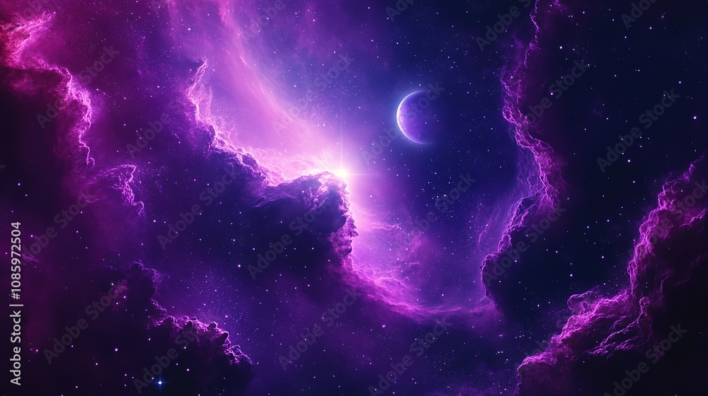 Purple background with nebula space and star
Purple background with nebula space and star
