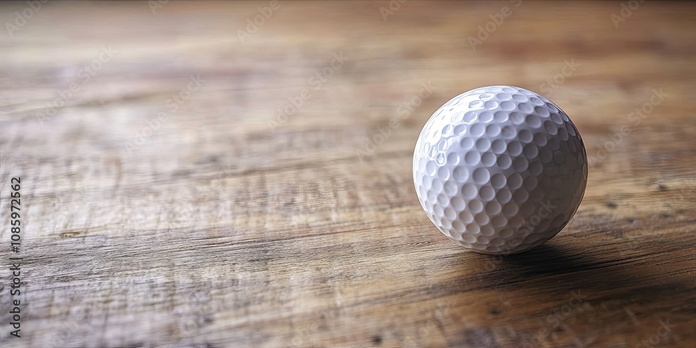 Close-up of a Golf Ball on a Wooden Surface Close-up of a Golf Ball on a Wooden Surface