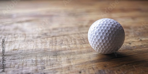 Close-up of a Golf Ball on a Wooden Surface