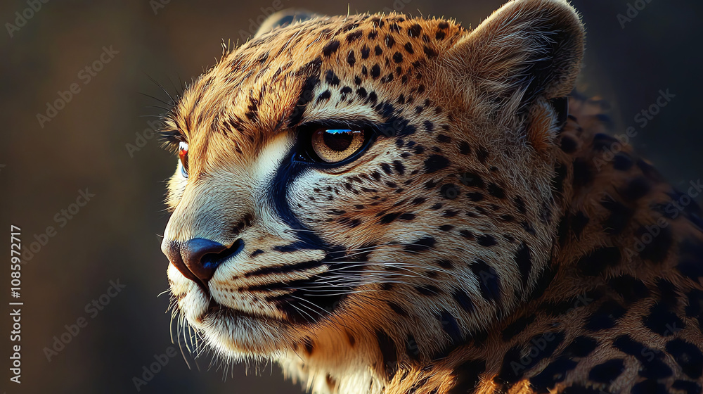 Obraz premium A unique blend of a leopard and falcon, showcasing nature’s creativity in the wild during the golden hour in Africa