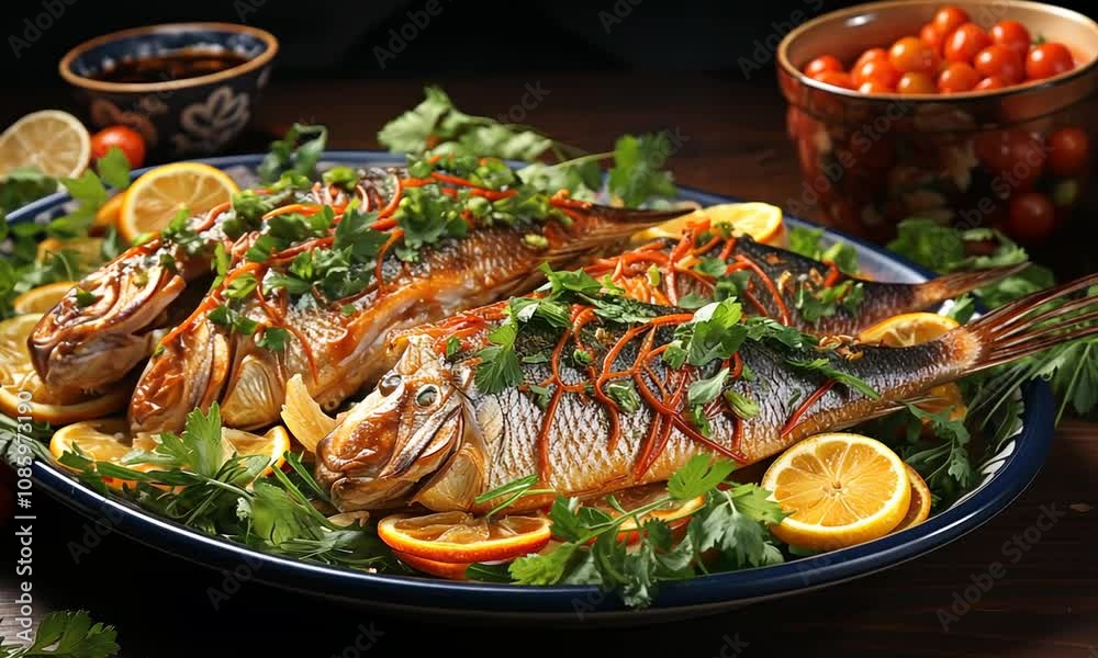 grilled fish with vegetables grilled fish with vegetables