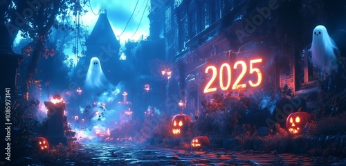 2025 Celebration with Chilling Graveyard Theme and Ghostly Apparitions photo