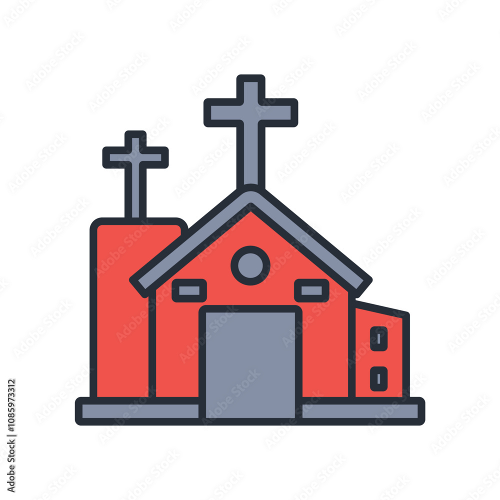 Church icon. vector.Editable stroke.linear style sign for use web design,logo.Symbol illustration. Church icon. vector.Editable stroke.linear style sign for use web design,logo.Symbol illustration.