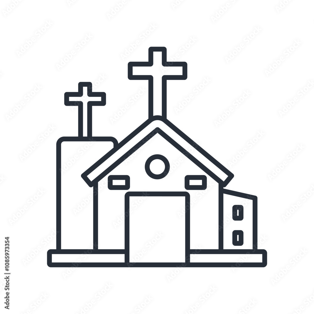 Church icon. vector.Editable stroke.linear style sign for use web design,logo.Symbol illustration.