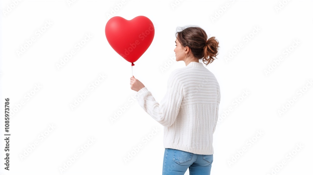 A person holding a red heart-shaped balloon, symbolizing love and affection. A person holding a red heart-shaped balloon, symbolizing love and affection.