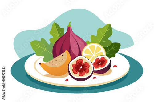 Delicious Gourmet Plate: Figs, Pomegranate Seeds, and Almonds for a Perfect Healthy Snack