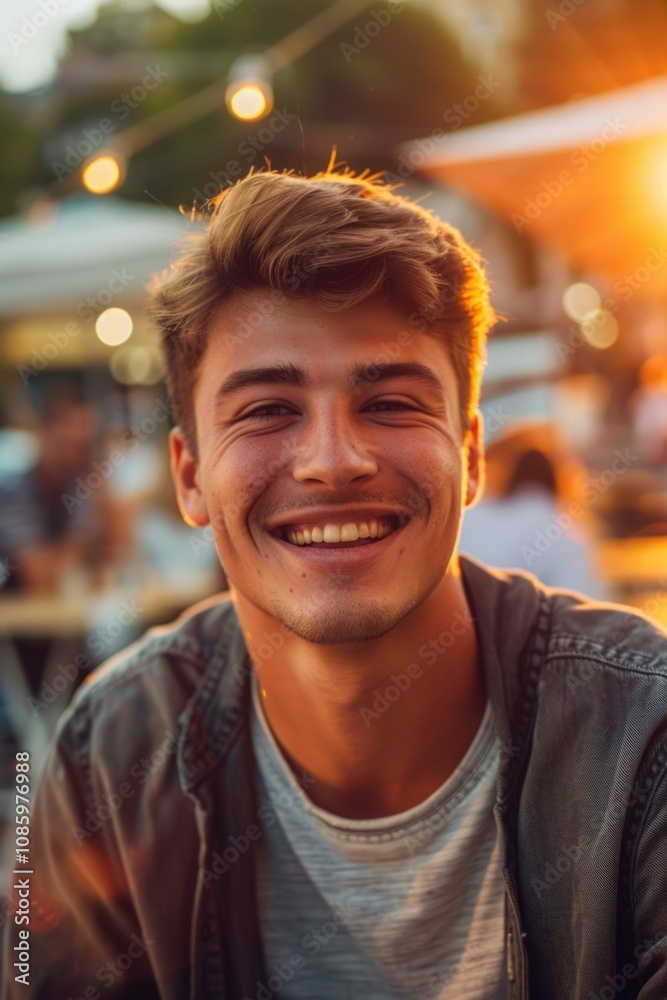 A happy young man sits at a table with a warm smile, perfect for a variety of uses including social media, advertising and more A happy young man sits at a table with a warm smile, perfect for a variety of uses including social media, advertising and more