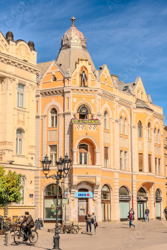 A panoramic city view of Novi Sad with its iconic bridge over the Danube River is a breathtaking sight. From this vantage point, the city sprawls beneath the sky, with the elegant Varadin Bridge