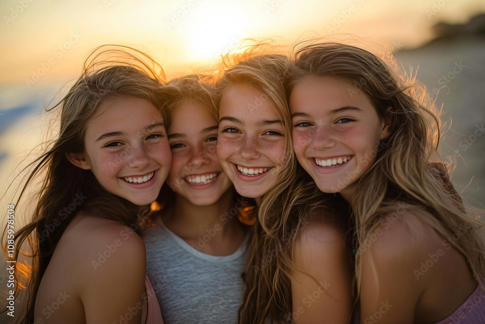 Group of young happy friends on the beach Group of young happy friends on the beach